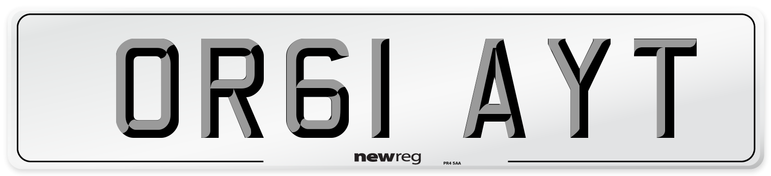 OR61 AYT Number Plate from New Reg